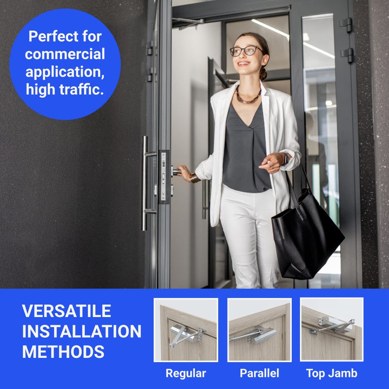 FORTSTRONG Commercial Door Closer Heavy Duty (Silver) - Automatic Door Closer - UL Listed Grade 1 ADA Hydraulic Door Closers Commercial Certified - FS-7600 - Image 4